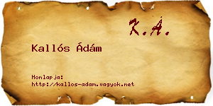 Kallós Ádám névjegykártya