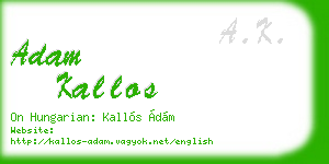 adam kallos business card
